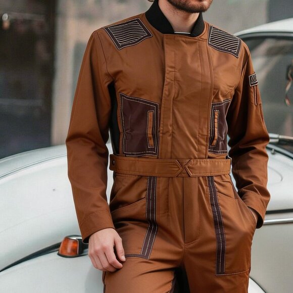 no brand Other - Men's Brown Lightweight Utility Jumpsuit in XL NWOT